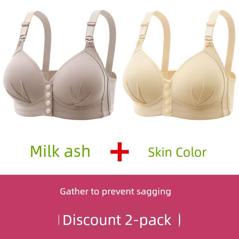 New Large Size Front-Clasp Vest-Style Bra, Wireless, Thin, with Lift and Support, for Middle-Aged Moms, Beautiful Back Design