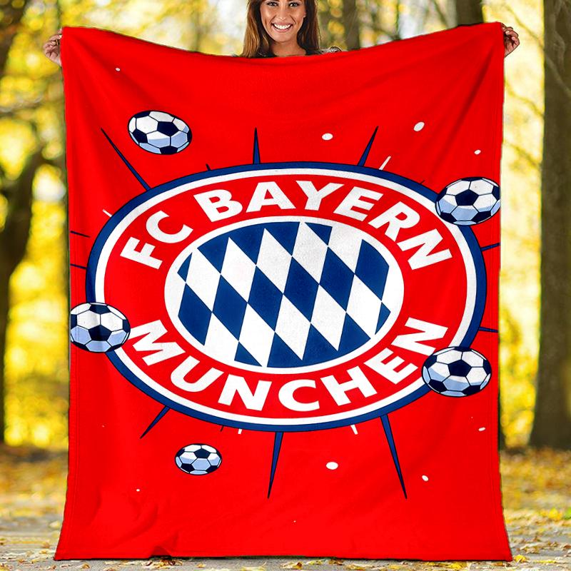 FC Bayern München logo printed throw blanket—soft,warm;versatile blanket for all seasons—perfect as &air-conditioning throw,nap blanket