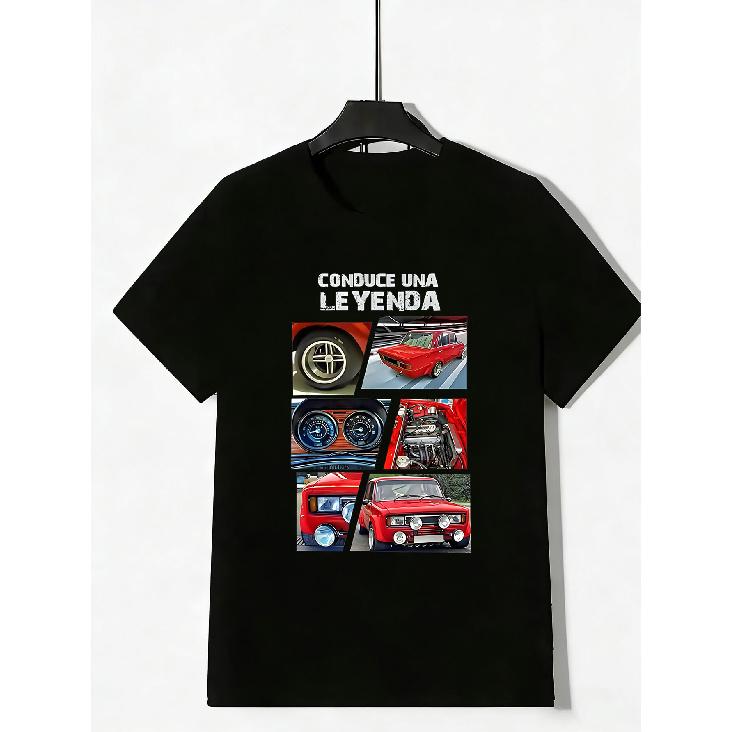 Men's T-Shirt Black Classic Car Legend Graphic Print for Garage And Automotive Enthusiasts
