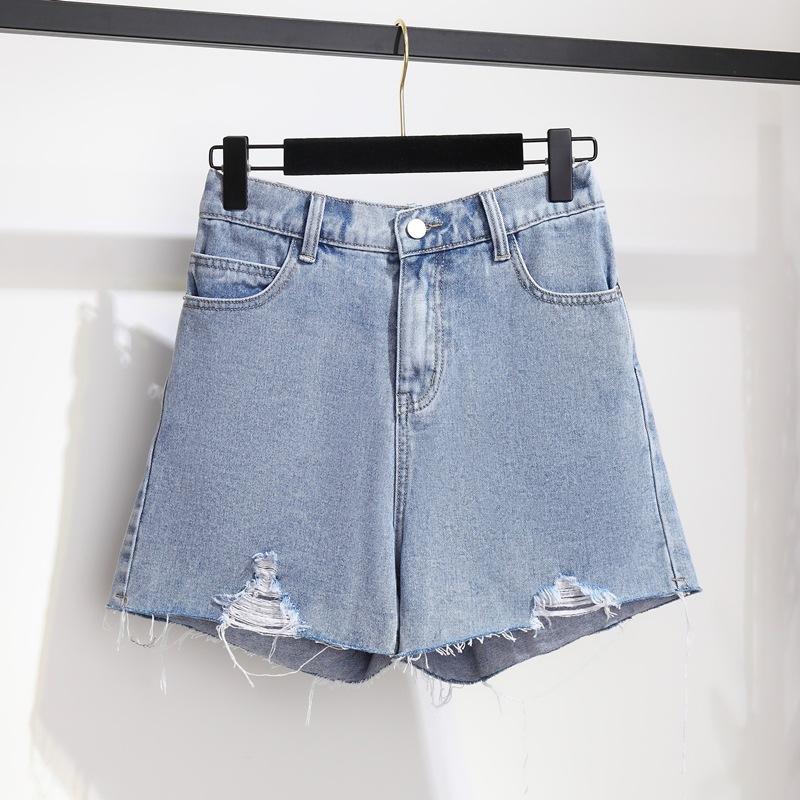 Летняя повседневная свободная женская одежда, джинсовые шорты, широкие джинсовые шорты, брюки больших размеров, короткие джинсы с дырками для женщин
