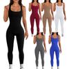 Women's Sleeveless Ribbed Slimming Bodysuit - Square Neck, Backless, Hip-Lifting Jumpsuit