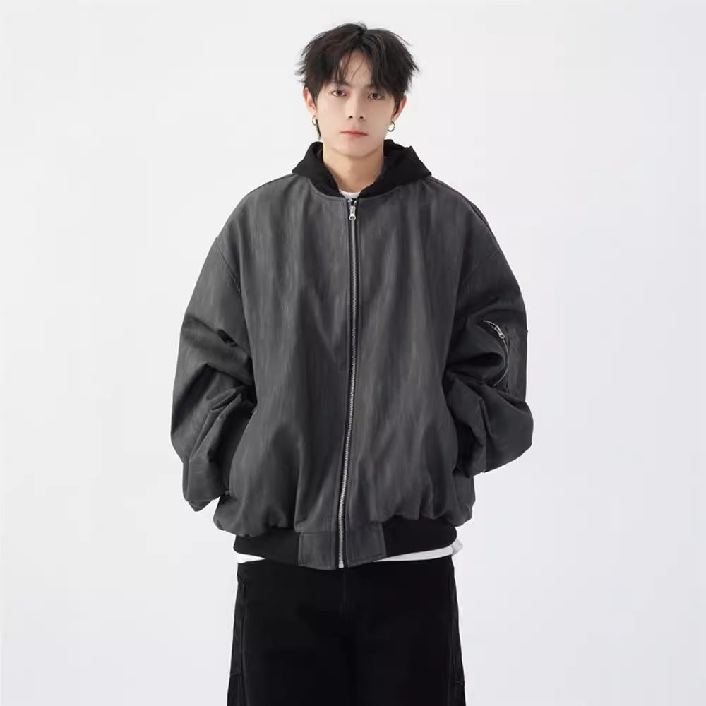 Дизайн Американская Ретро Бейсбольная Форма для Мужчин на Осень и Зиму Свободная Повседневная Короткая Куртка с Капюшоном Текстура из ПУ Кожи