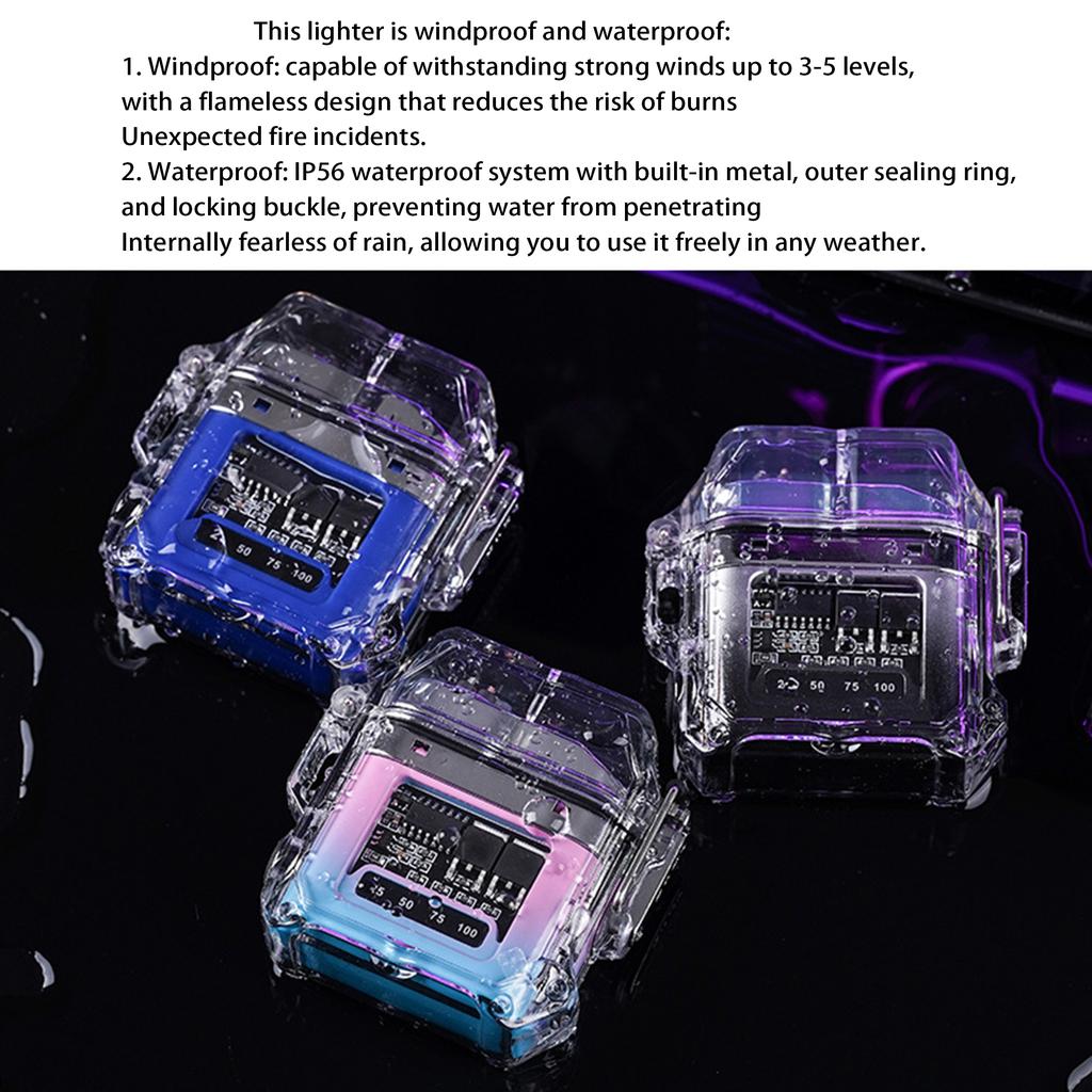 2025 New Transparent Shell Double Arc USB Electronic Lighter TYPE-C Fast Charge COB Lighting Plasma Lighter Electric Waterproof