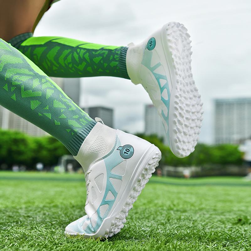 Модные мужские футбольные бутсы FG/TF с нескользящей подошвой, тренировочные бутсы для игры на траве, высококачественные кроссовки на шнуровке для активного отдыха, высокие футбольные бутсы