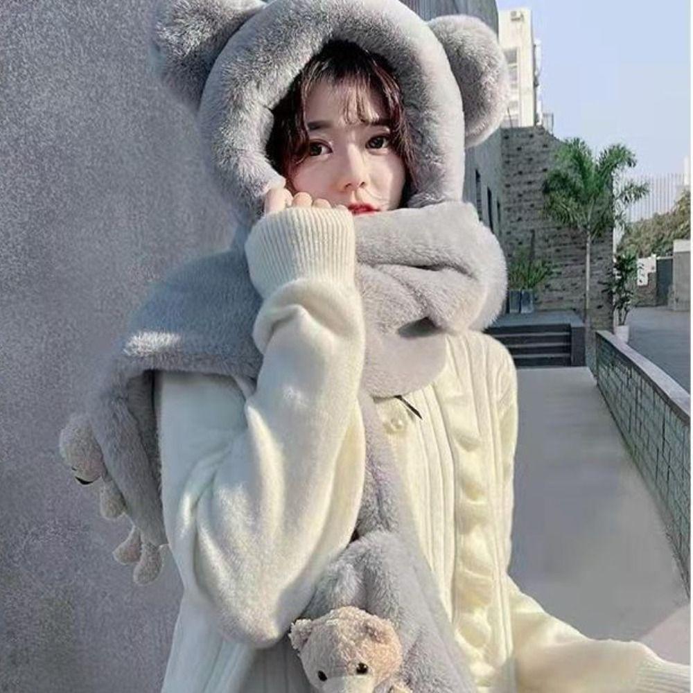 Thickened Plush Women Beanies Cap Fleece-lined and Thickened Ear Protection Cap Hot Hat Cycling