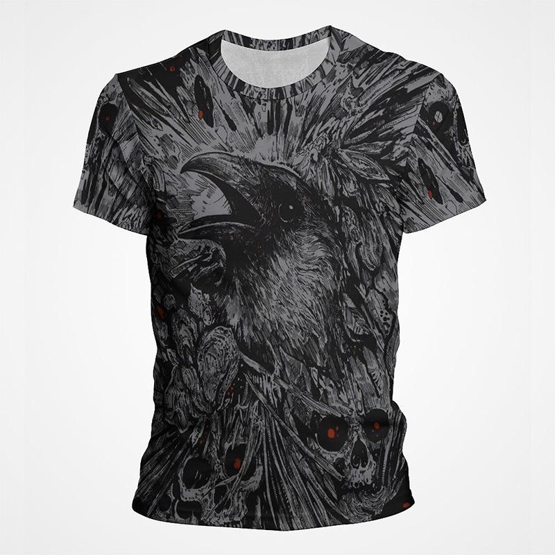 Футболка с принтом «Punk Crow» 3D, футболка «Dark Mighty Raven», мужская повседневная уличная одежда, женские футболки, повседневные топы с птицами и графикой больших размеров