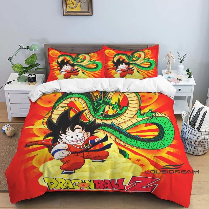 CustomizableDragon Ball Cartoon Print Bedding Set: This soft and comfortable set includes a duvet cover and pillowcases.