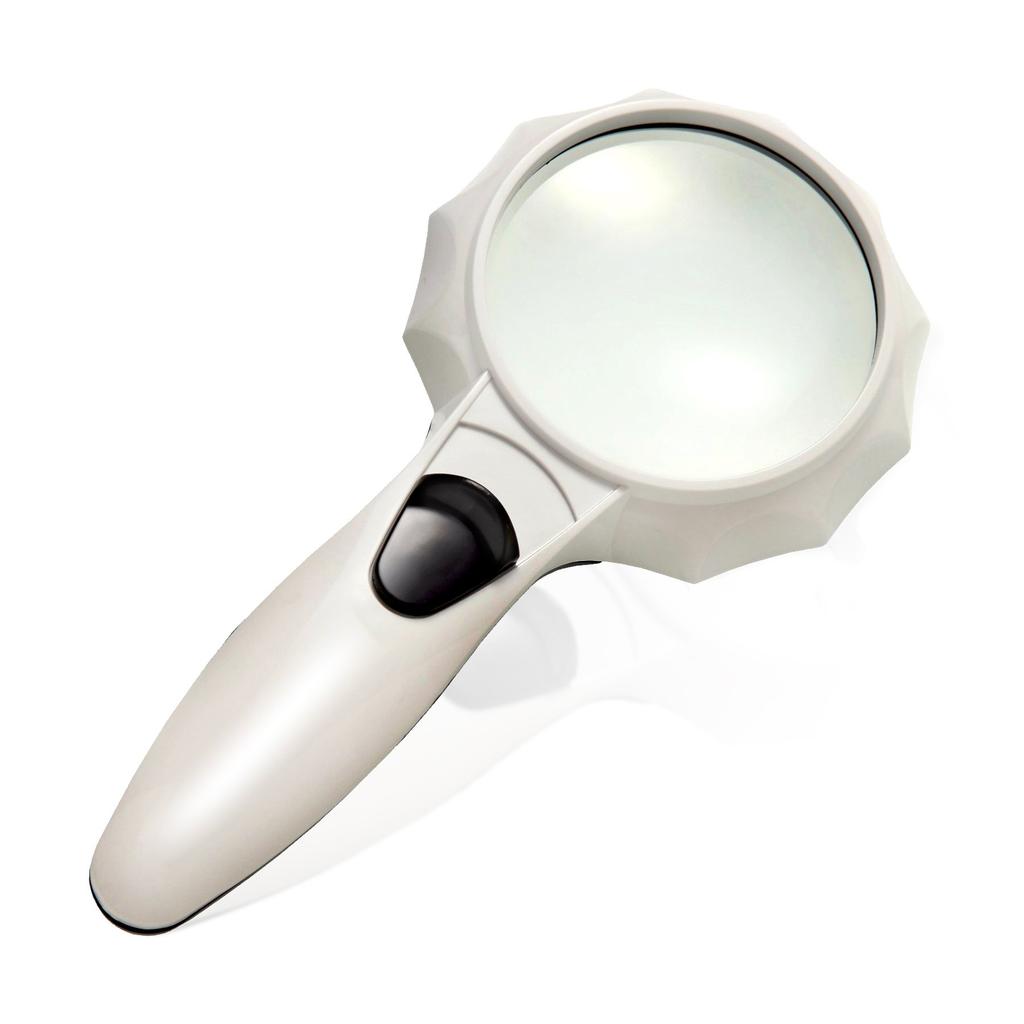 Phoenix Hand Magnifier [4x Magnification] Ideal for Work, Newspapers, and Reading  2 Brightness Adjustable Settings  LED Light Included 45-Day