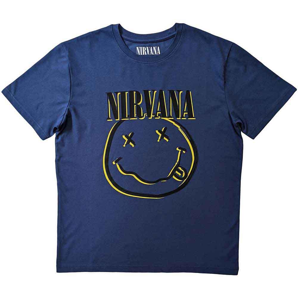 26 Nirvana Inverse Smile Blue Licensed T-Shirt Men's- Unisex T-Shirt