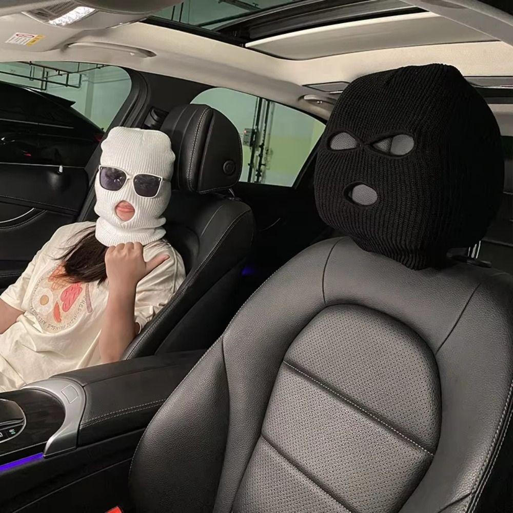 Забавная универсальная чехол на сиденье автомобиля Личность Пылезащитный Лыжная маска Подголовник автомобильного сиденья Автоаксессуары
