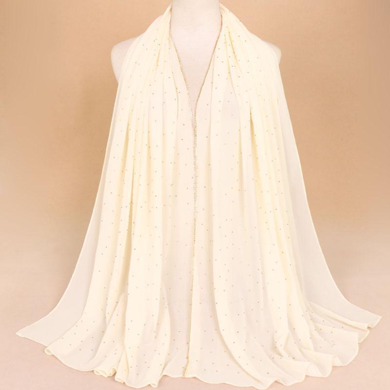 Женский шифоновый шарф с бриллиантами, головной платок, мусульманская шаль, исламский турецкий мгновенный хиджаб