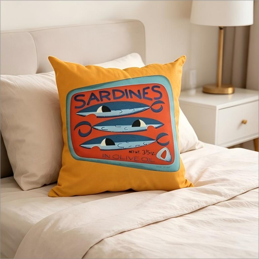 Bohemian Sardine Print Pillow Cover Retro Fish Can Cushion Case Home Decorative Throw Pillow Cover For Sofa Bedroom Home