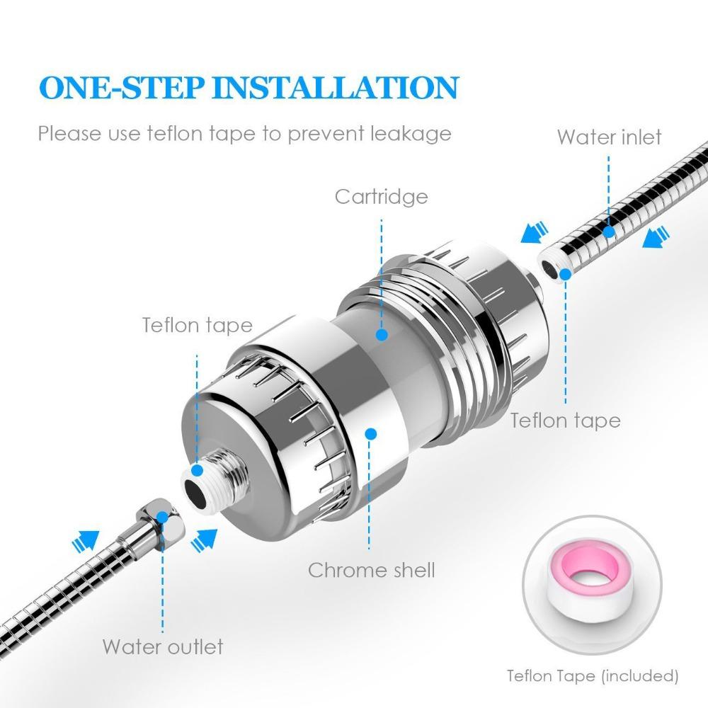 Removal Bathroom Activated Carbon Hard Water Purification Softener 15 Stages Shower Head Filter