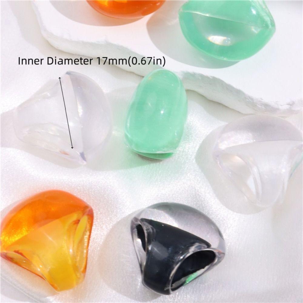Vintage Resin Oval Rings Geometry Women's Jewelry Creative Exaggerated Ring  Winter
