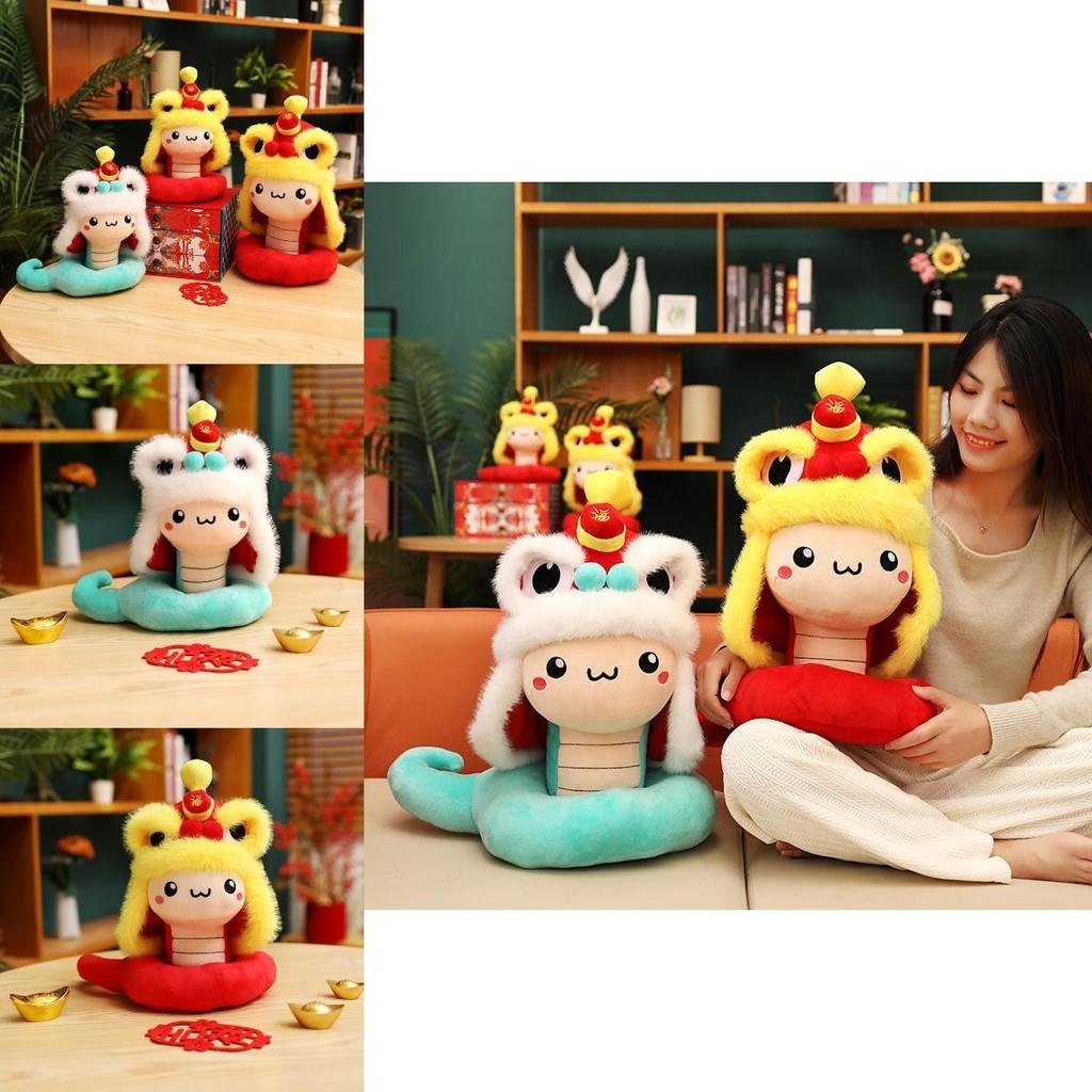 Очаровательная плюшевая игрушка-змея для года Змеи, праздничные красный и синий цвета, 30 см 40 см 50 см