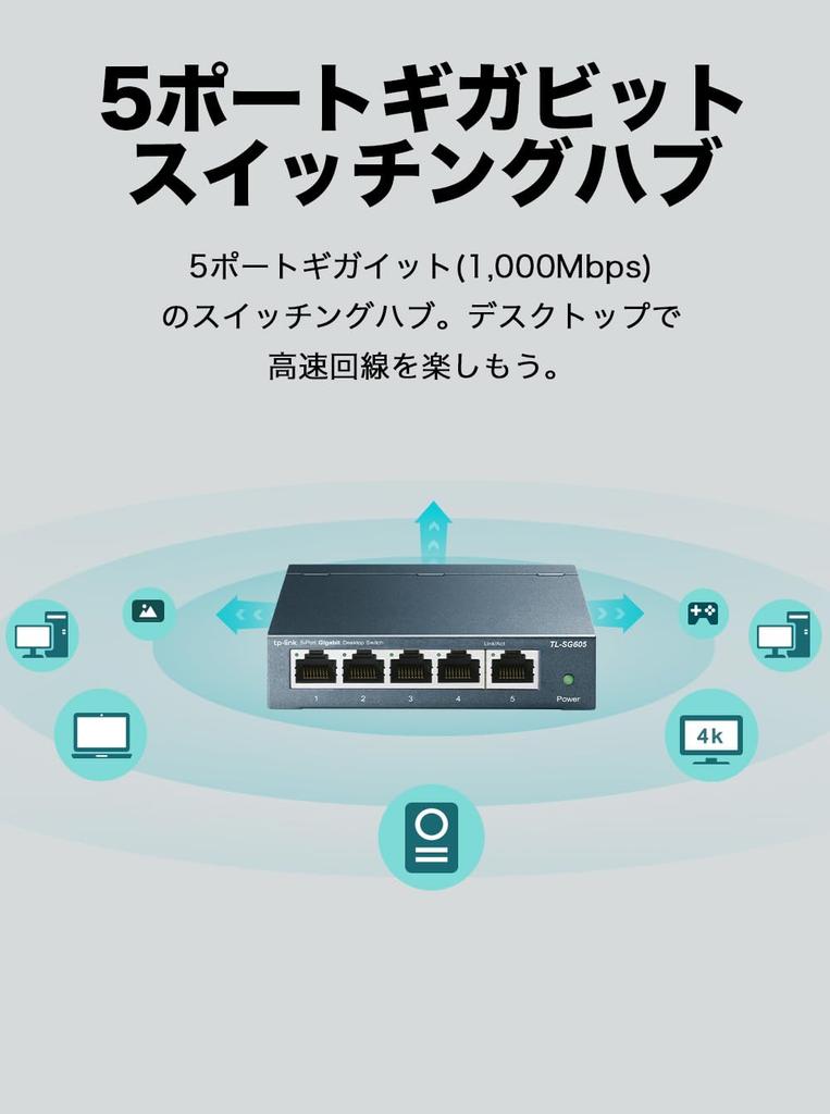[Эксклюзив Amazon.co.jp] TP-Link 5-портовый коммутационный концентратор 10/100/1000 Мбит/с Gigabit Металлический корпус Не требует настроек TL-SG605