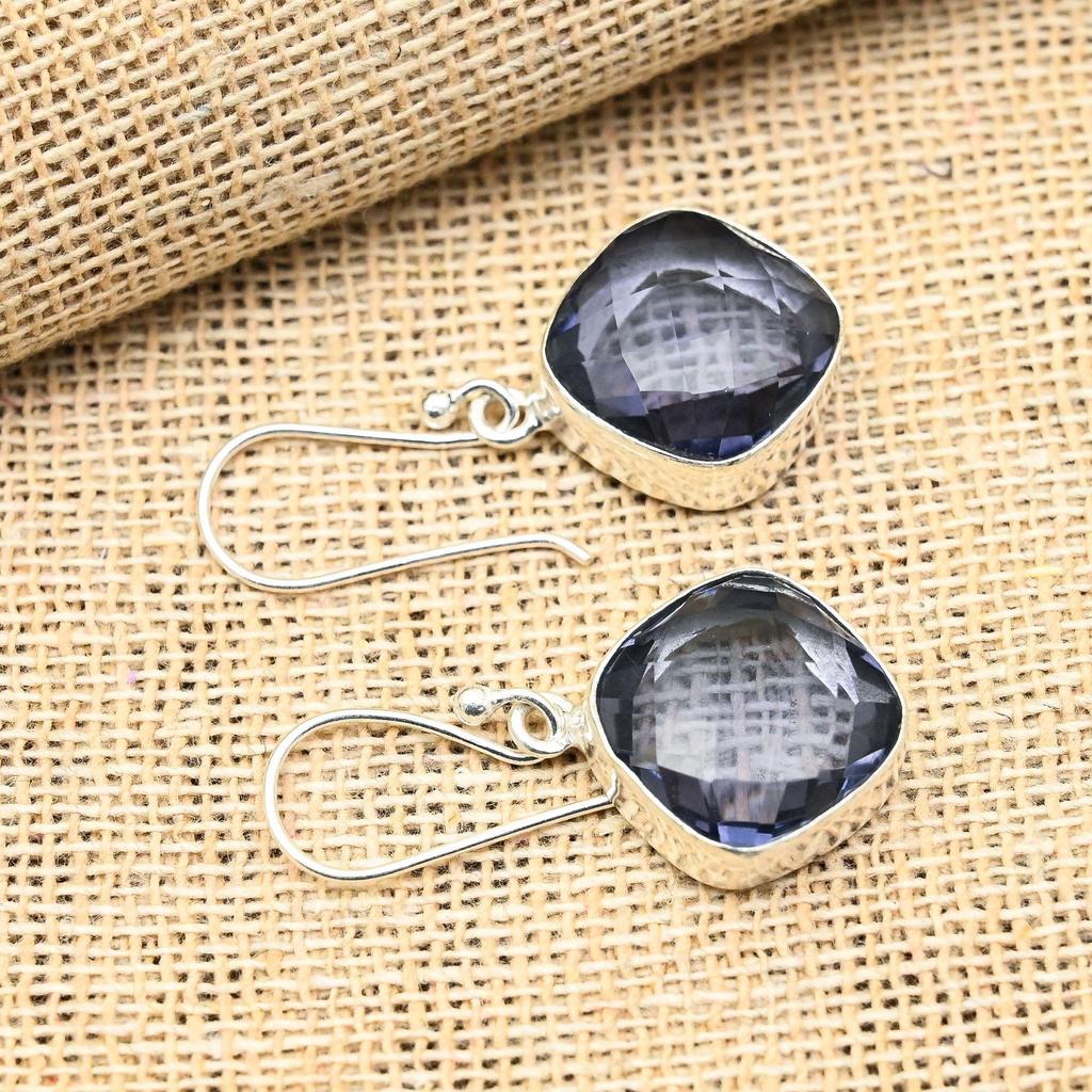 Ювелирные серьги ручной работы из стерлингового серебра 925 пробы с драгоценным камнем иолит для нее