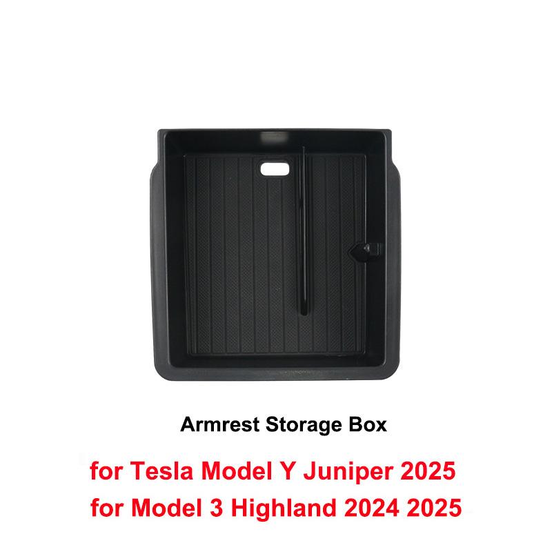 For Tesla New Model Y Juniper 2025 Launch Model 3 Highland 2024 Center Console & Armrest Storage Box Upper&Lower Silicone Pad