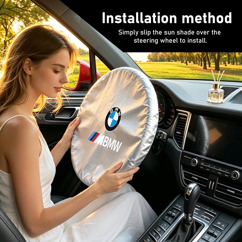 CLRJ1 Foldable Car Steering Wheel Sun Shade Sun Protection Anti-uv Sunscreen For BMW Performance X1 M3 M6 F01 F02 E34 E36 E60 F10 F20