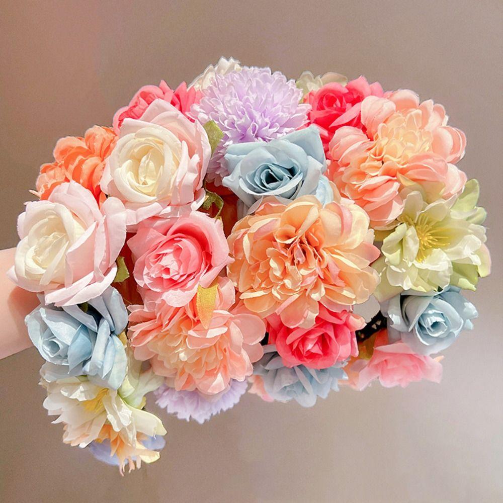 Colorful Children Flower Headband Hair Hoop Bridal Crown Hair Accessories Floral Garland Women