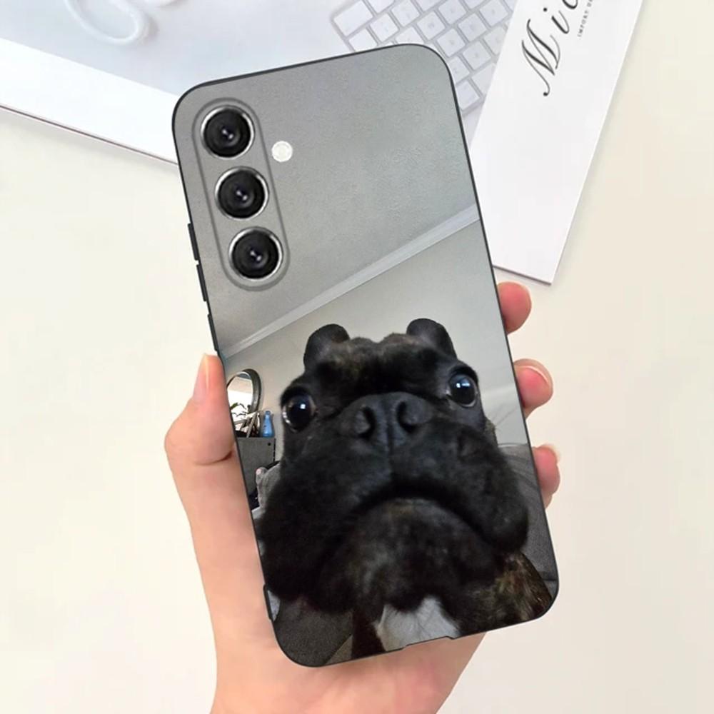 Чехол для телефона с собакой французский бульдог для Samsung S25, S24, S21, S22, S23, S30, Ultra, S20, Plus, Fe, Lite, Note, 10, 9, 5G Черный