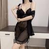 Sexy 100% Fungus Lace Seduction Lace Perspective Mesh Sex Underwear Nightgown Set
