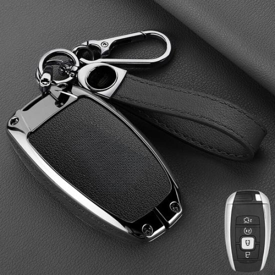 Alloy Leather Car Key Case Cover For Lincoln MKC MKZ MKX Navigator Continental