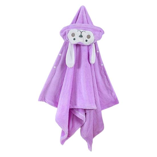 Детское банное полотенце, толстое, отлично впитывает воду, с капюшоном, в мультяшном стиле, на пуговицах, однотонное, теплое, мягкое, детское пончо для ванной, одеяло с ворсом
