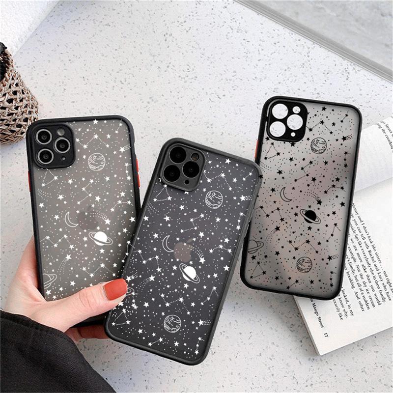 Starry Sky Matte Phone Case For IPhone 18 12 Pro Max 13 11 Pro Max 7 8 Plus XS Max XR 12 Mini X SE2020 Art Planet Transparent Cover