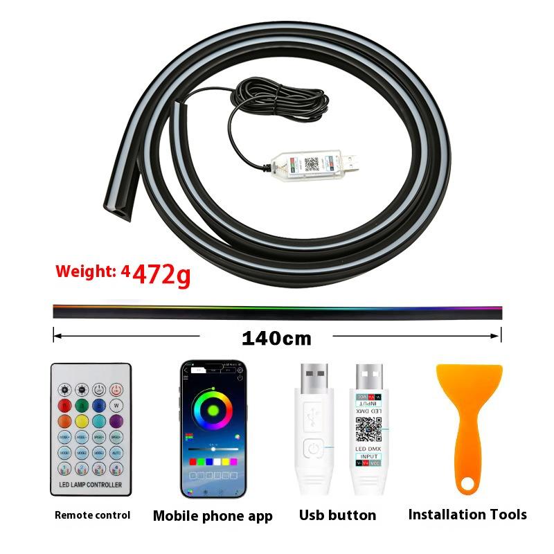 Декоративная светодиодная лента для автомобиля, цветная акриловая звукоизоляционная полоса для лобового стекла, подсветка салона, без проводки, управление через приложение