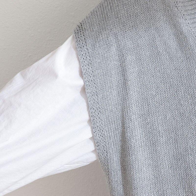 DIMANAF Женское платье-свитер Зима Осень Большой размер Новый вязаный жилет без рукавов с V-образным вырезом Женский базовый однотонный свободный пуловер