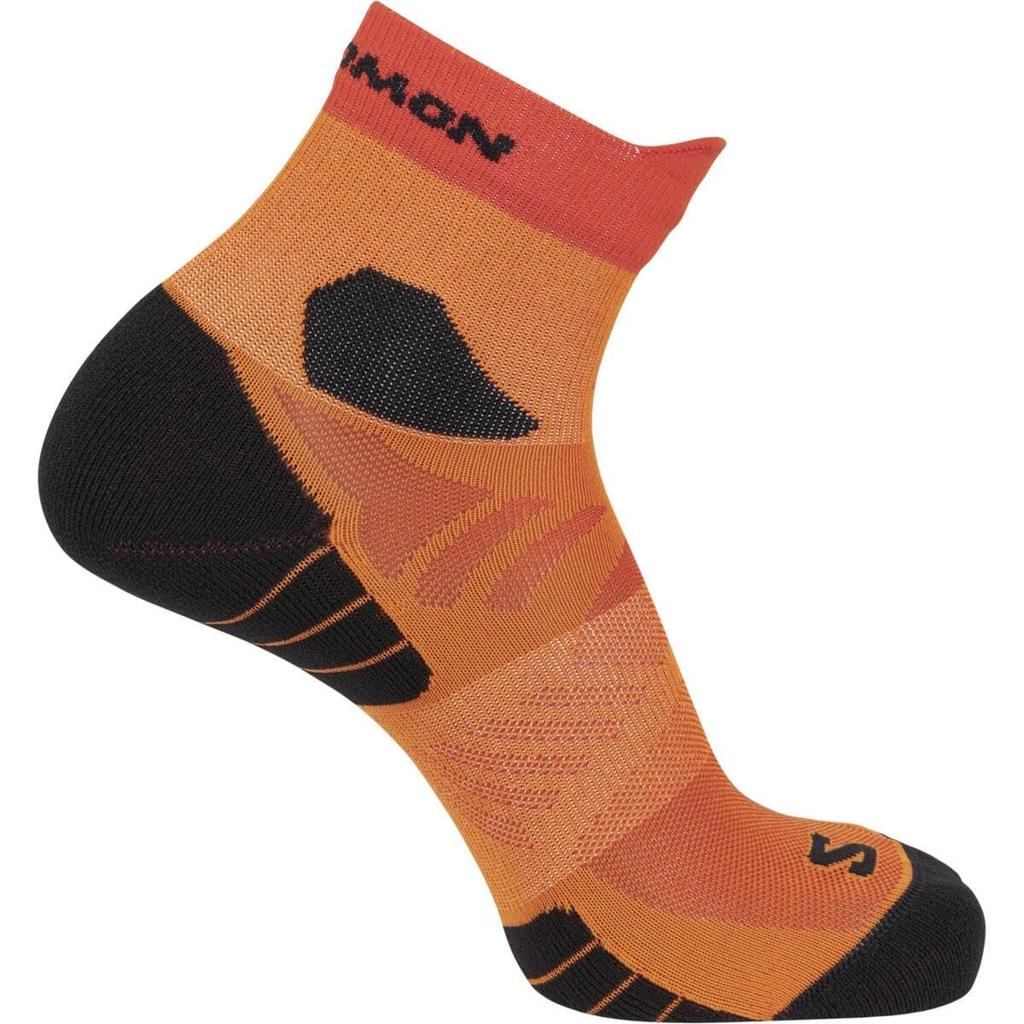 Носки для бега SALOMON Aero Ankle Unisex - Влагоотводящие, дышащие носки для спортивных достижений, для тренировок и соревнований, Красно-оранжевый/Куркума