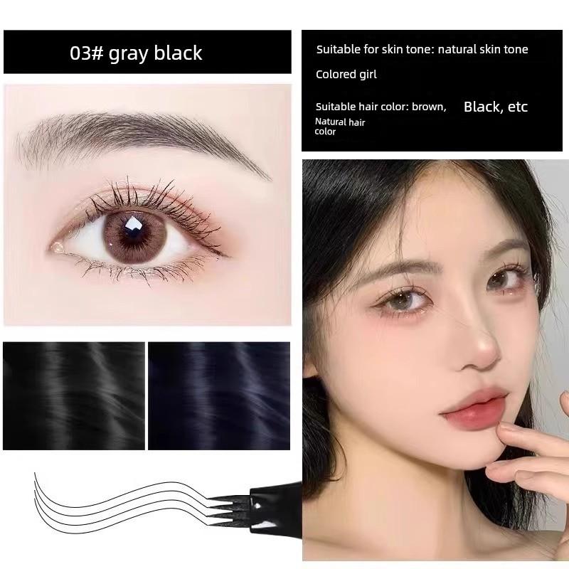 Four-Pronged Eyebrow Pencil for Lazy People, Easy to Use, Waterproof, Non-Fading, Natural-Looking Wild Eyebrow Pencil, Eyebrow Drawing Tool
