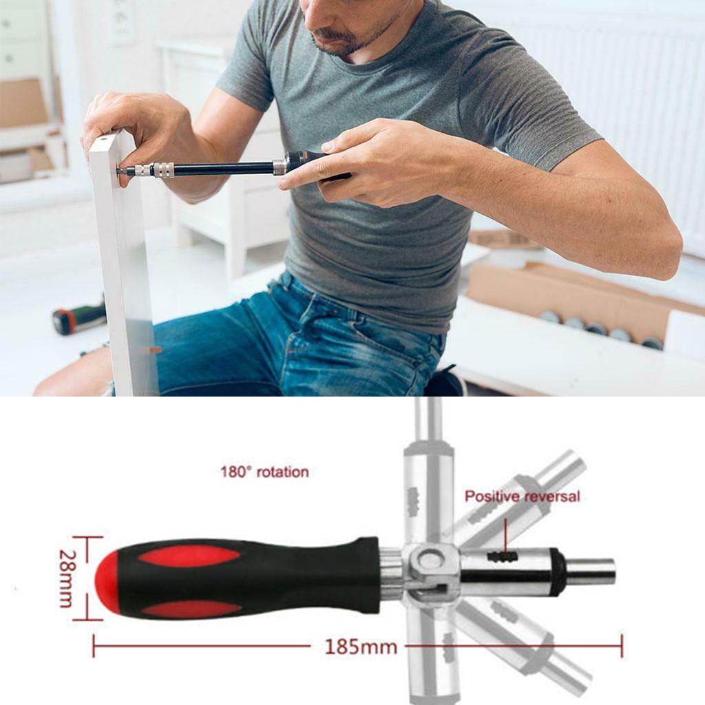 Многофункциональная шестигранная отвертка с трещоткой, вращающаяся на 180 градусов, левая и правая, 1/4 дюйма