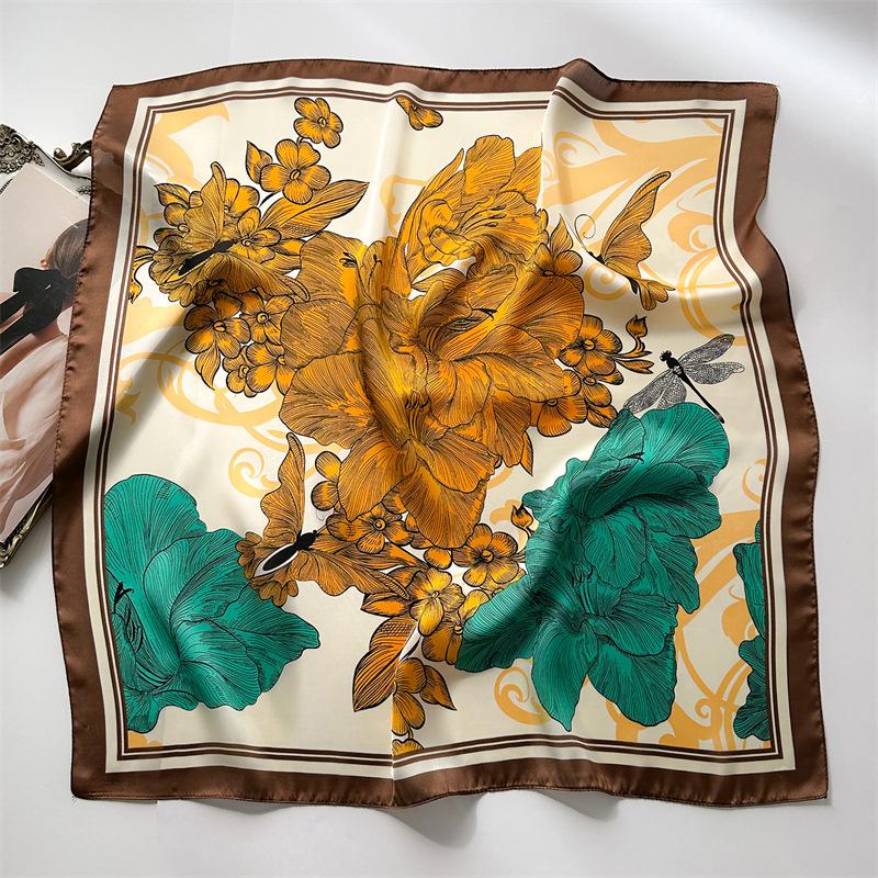 Новый принт 70*70 см шелковый квадратный шарф женский шейный платок женская повязка на голову фуляр сумка лента повязка на голову женский хиджаб бандана шарфы