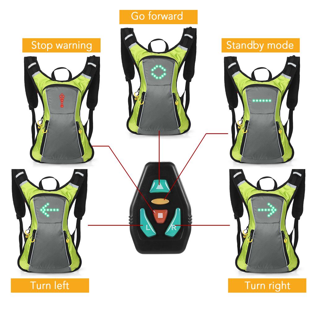 Рюкзак со светодиодным указателем поворота, IPX5, водонепроницаемый светоотражающий рюкзак с указателем направления USB