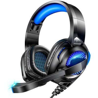 Игровые наушники Zero LED Свет Шум с Проводными Игровыми Наушниками для Глубокого для Игр [Проводные 3,5 мм, Задержка] 7-цветная гарнитура, Подавление, Микрофон,