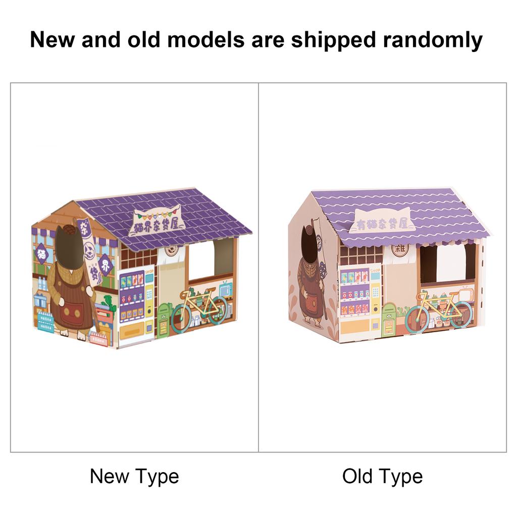 Cardboard Cat House Safe Healthy Wear Resistant Portable Cat Play House with Catnip for Cats