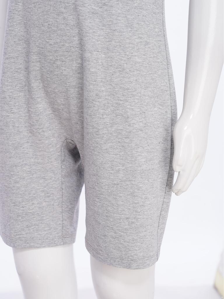 Kids Girls Boys Adaptive Clothing Round Neck Short Sleeve Back Zipper Solid Color Jumpsuit