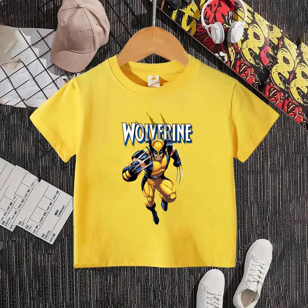 Police Wolverine Logan Cartoon Animation Fashion 2026 Summer Children's T-shirt Cotton Cartoon Sports Top