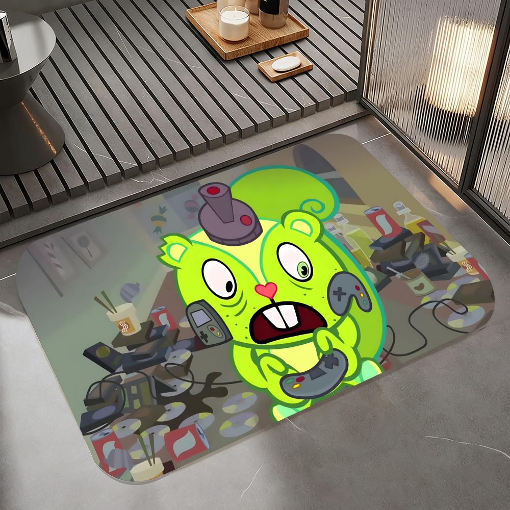 Аниме H-Happy Tree Friends Напольный коврик, Диатомовый коврик для ванной, Быстросохнущий, Впитывающий, Нескользящий коврик для двери