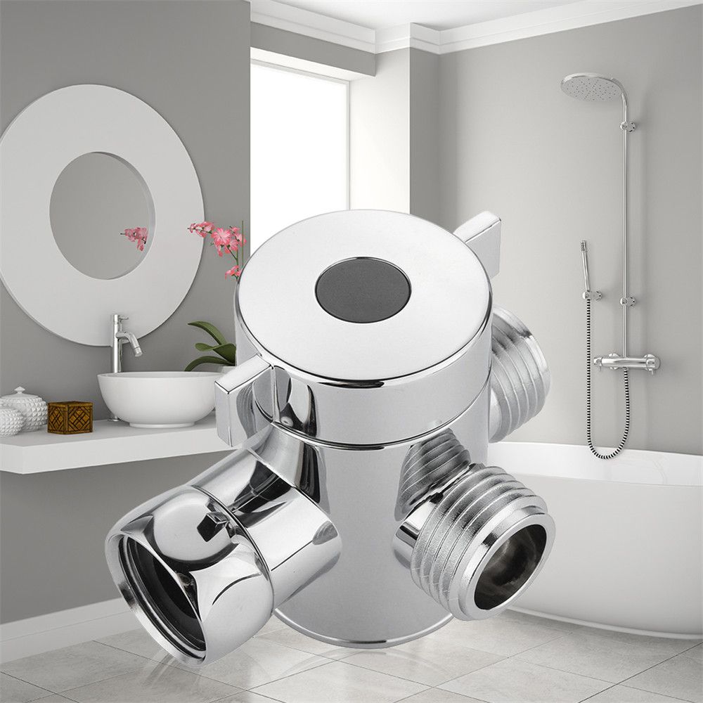 1/2 Inch Toilet Adjustable Arm Mounted T-adapter 3-Way Connector Shower Head Shunt Diverter Valve