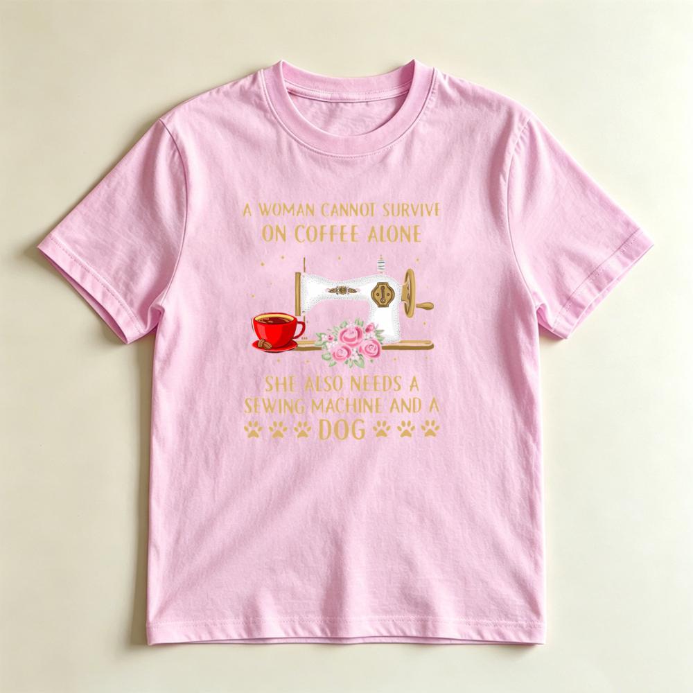Crafter Life Shirt Coffee Sewing Dog Funny Sassy Tee Unisex Crewneck Cotton Short Sleeve Summer Daily Life Casual Tshirt