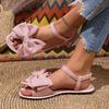 2025 New Large Size Women's Shoes Flat Sandals Women's Summer Wear Casual Simple Soft Sole Bow Beach Sandals 36-43 Woman Shoes