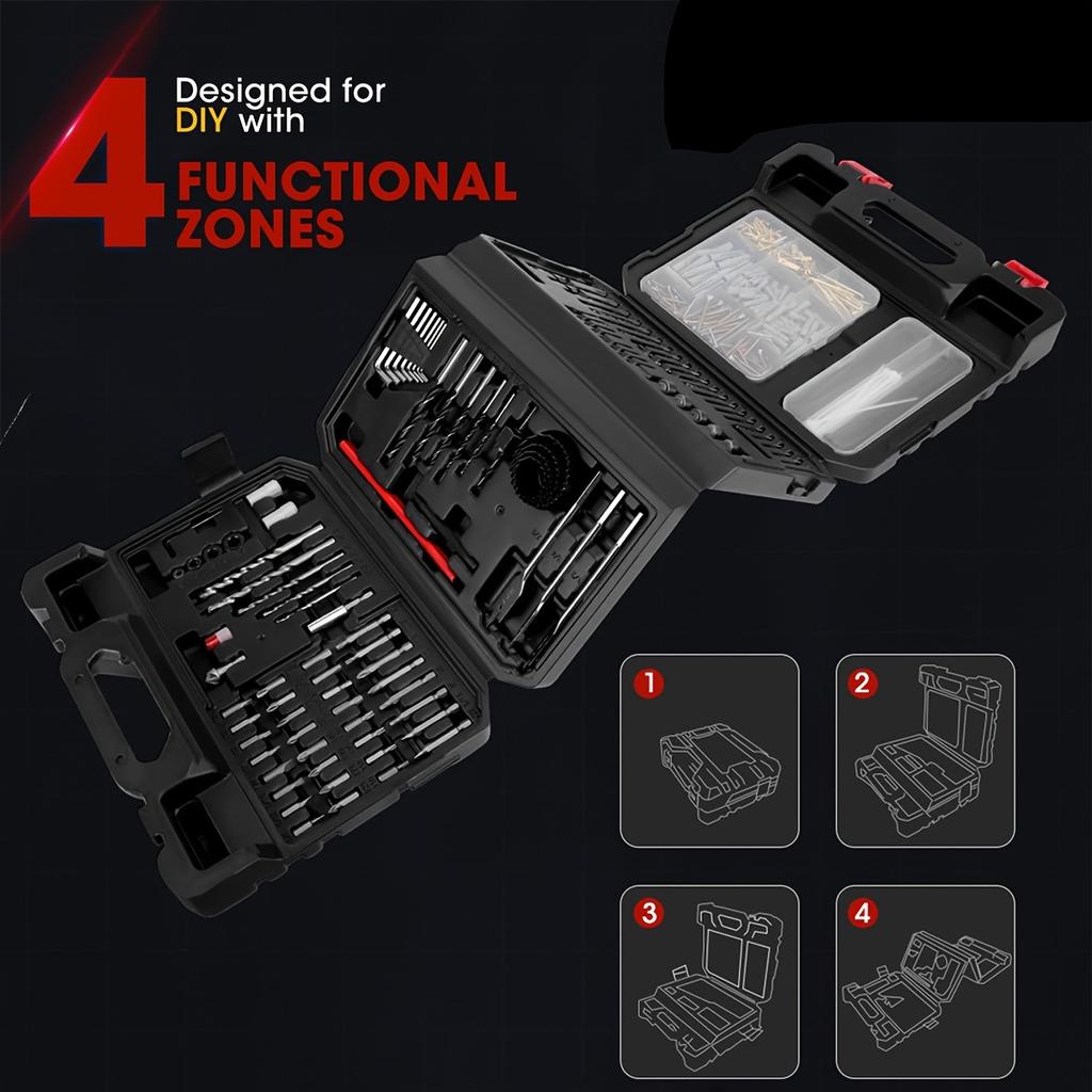 418 шт. Сверла, Набор сверл и Сверло для дерева, металла, кладки, цемента, Набор бит для отвертки Комбинированный набор Идеально подходит для домашнего ремонта