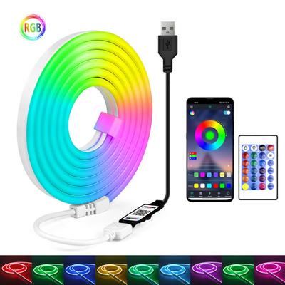 Умная светодиодная лента RGB Неоновая лента 5В Питание Водонепроницаемая Неоновая лента Управление через приложение Изменение цвета Гибкая светодиодная лента Декор спальни