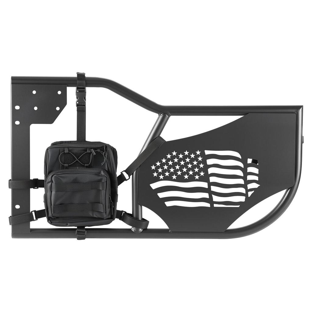 Jeep Tube Doors, 4-Door, Fit for 2018-2026 Jeep Wrangler JL & 2020-2026 Gladiator JT, Flag Pattern Off Road Front & Rear Tubular Half Doors with DOT