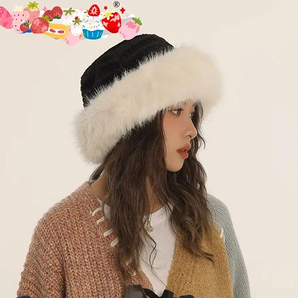 WTEMPO Autumn Winter Furry Plush Windproof Bucket Hats Warm Cold-proof Winter Ear Protection Thickened Cold-proof Fisherman Hats