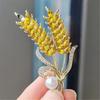 Elegant Wheat Metal Golden Brooch Adornment Stylish Wheat Ear Brooch Ornament Lapel Pin for Women's Suit or Sweater