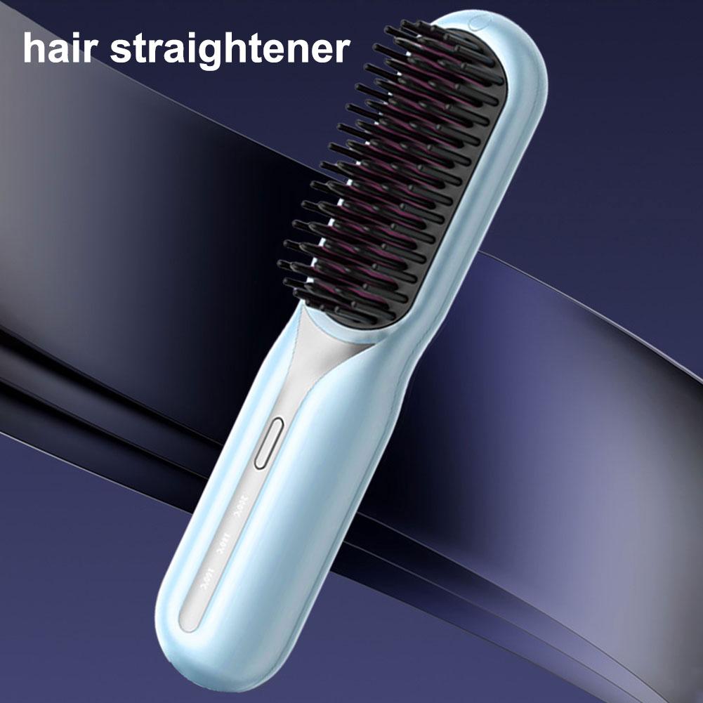 Cordless Hair Straightening Comb 3 Temp Settings Portable Straightening Brush Hair Straightener Comb for All Hair Types